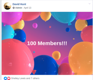 April 13th, 2019, David Hunt posts 100 MEMBERS of the Facebook Group The Plane Truth Documentary